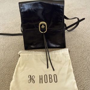 Black Leather Hobo Backpack w/ Gold Accent Closure | NEW| adjustable straps